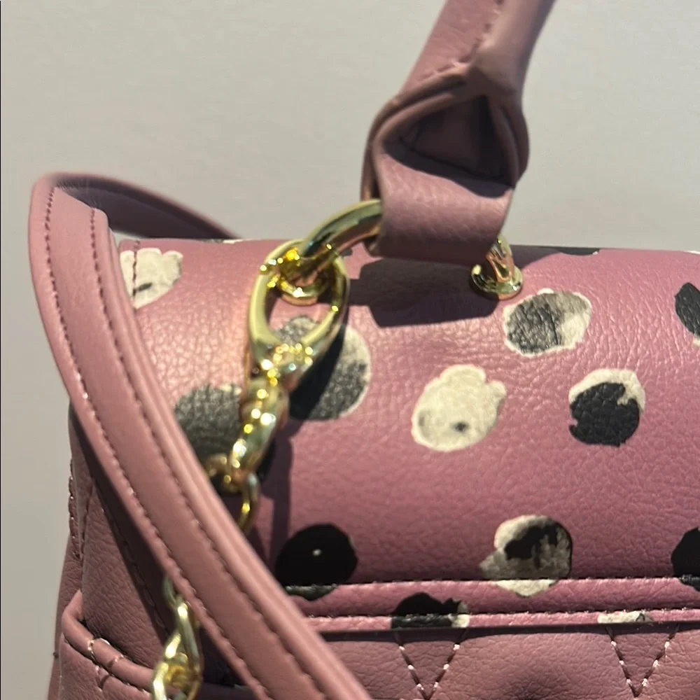 Betsey Johnson Purple Spotted Satchel w Shoulder Strap NEW Gold Hardware